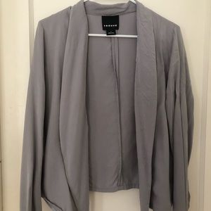 TROUVE Grey Flowy Blazer Jacket with Zips
